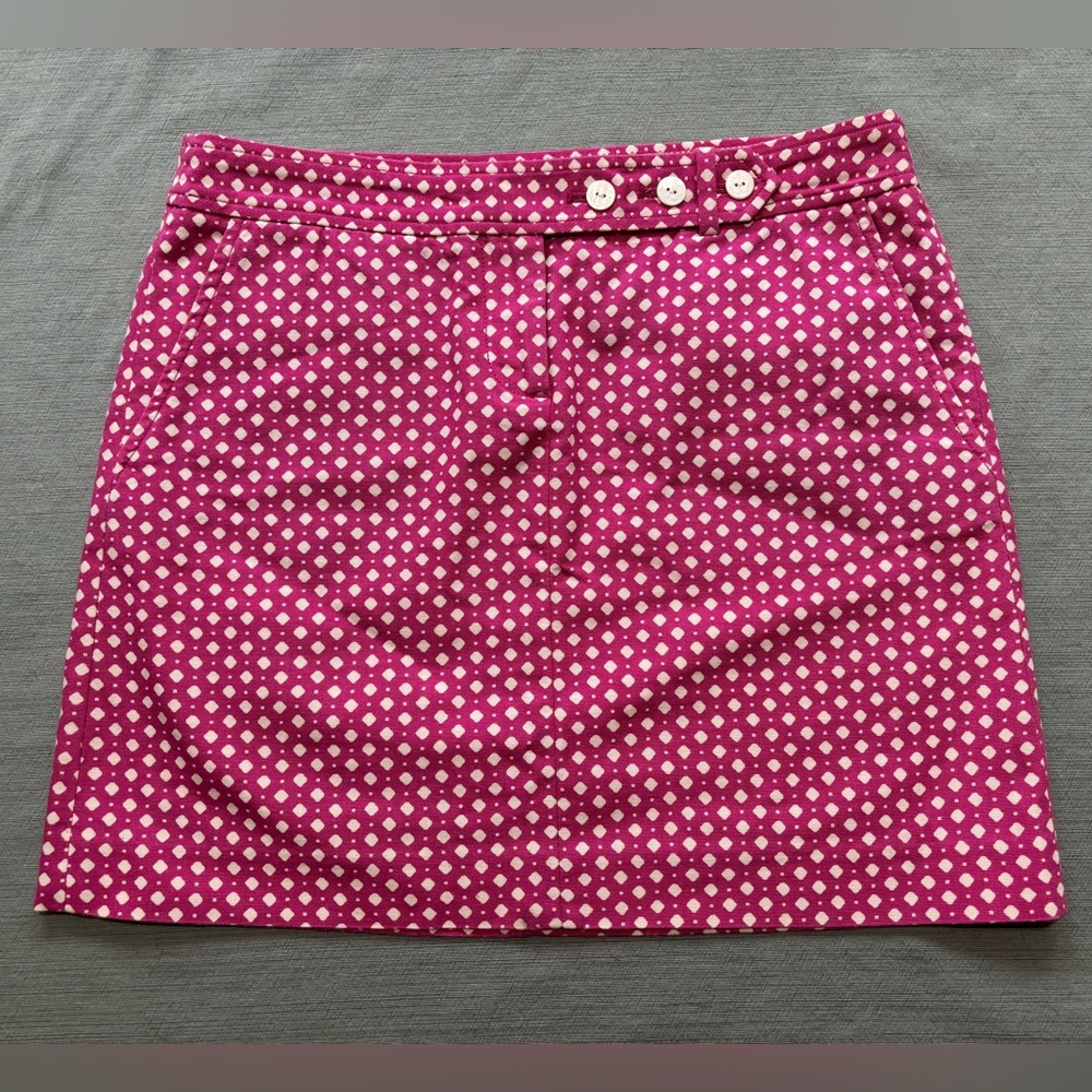 J. Crew Fuchsia Hot Pink and White Polka Dot Mini Skirt Canvas Size 2